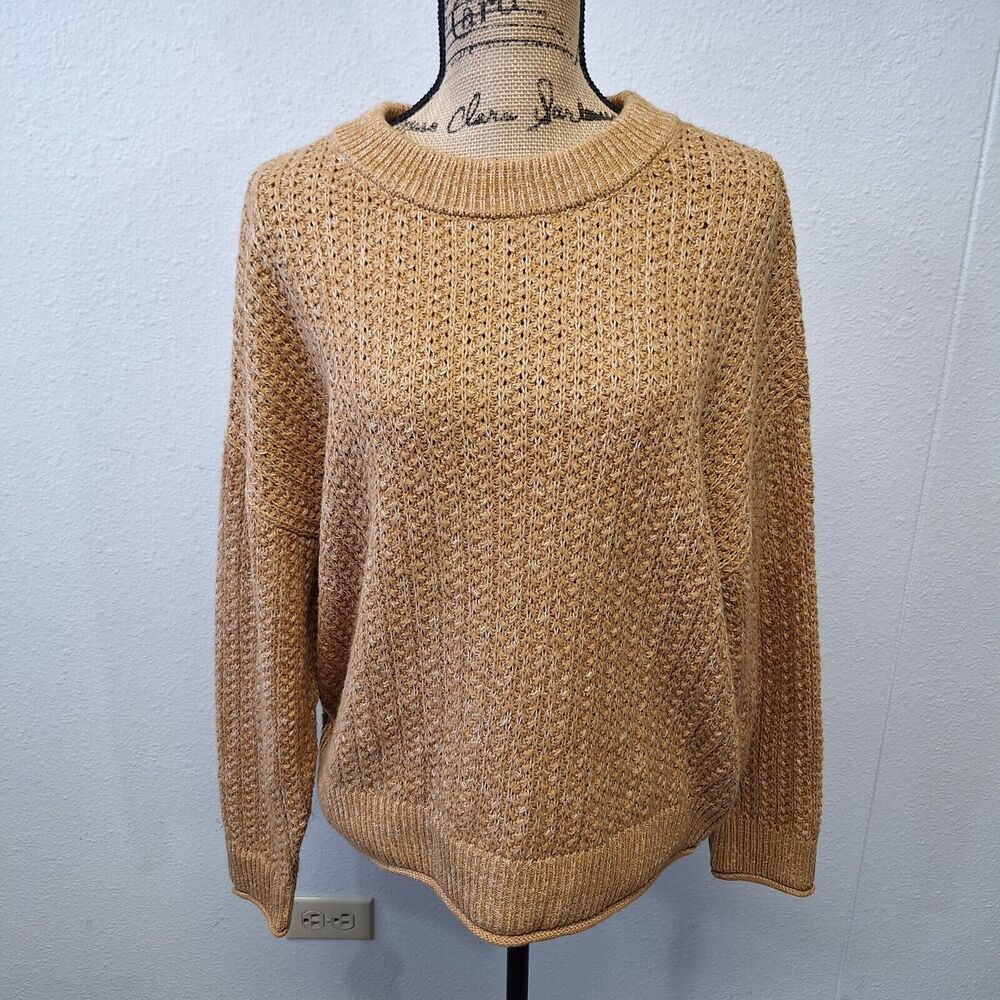 Universal Thread Crewneck Buttery Sweater Pullover Knit Stretch Tan Women Sz L
